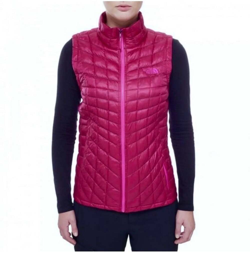 North Face ThermoBall Insulated Full Zip Puffer Vest Women's Medium Pink Magenta